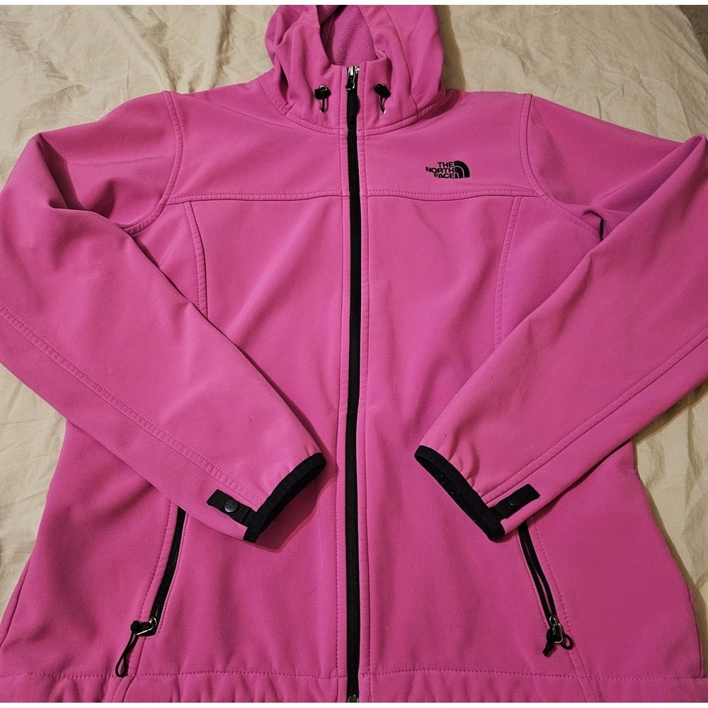 North Face Jacket Mens Large Pink Zip Up Light Jacket Low Pile Fleece Lining